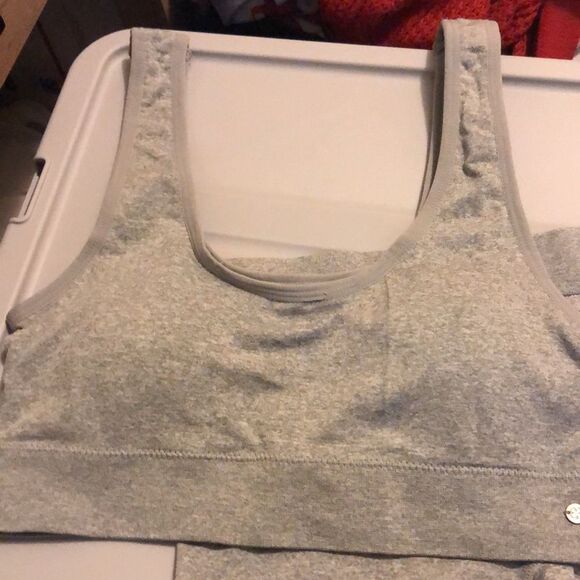 Lucky brand size large sports bra and boy shorts set grey NWOT - Picture 2 of 5